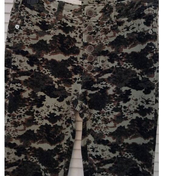 Anthropologie Pilcro High Rise Skinny Button Fly Corduroy Pants Camo Green 26P - Picture 5 of 11